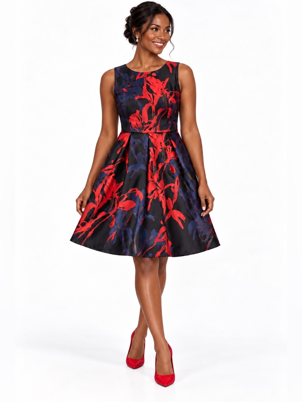 Dressbarn Floral Fit & Flare Holiday Party Dress w/ Pockets Size 18